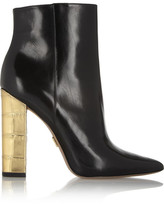 Thumbnail for your product : Michael Kors Stella leather and metallic croc-effect ankle boots
