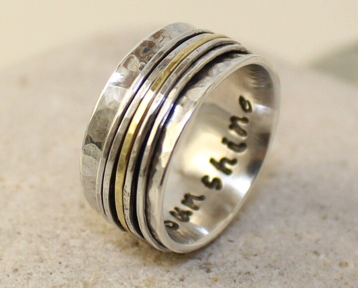 Etsy Personalized Handmade Hammered Sterling Silver Ring Choose Words - Numbers You Want To Be Stamped Inside