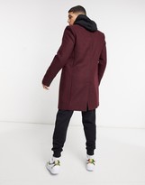 Thumbnail for your product : ASOS DESIGN wool mix overcoat in port