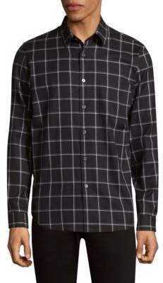 Theory Grid Flannel Cotton Button-Down Shirt