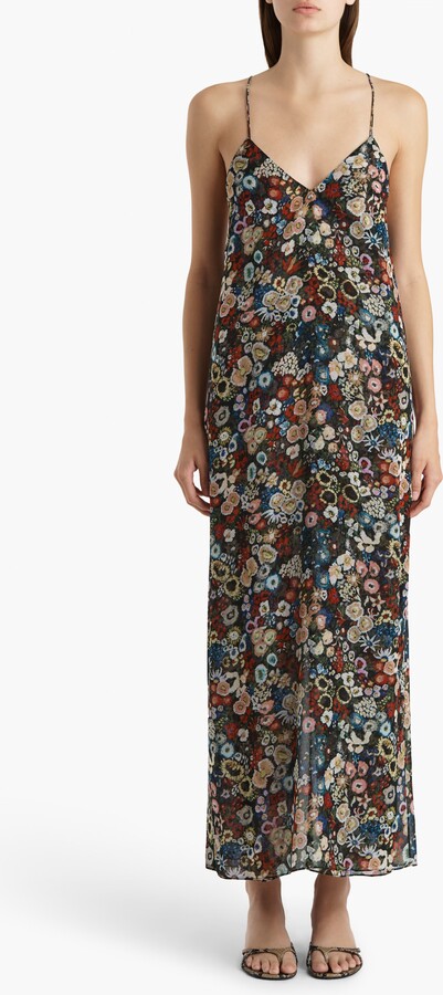 KHAITE Taja Floral Silk Chiffon Slipdress