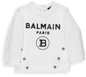 Balmain Kids Logo Printed Button Detail Sweatshirt