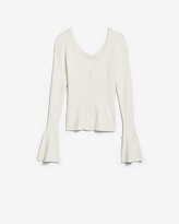 Thumbnail for your product : Express Ribbed Flare Sleeve Button Front Cardigan