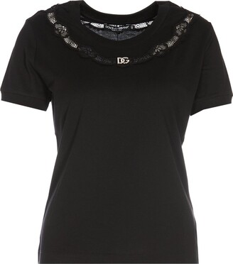 Dolce & Gabbana Lace Detailed Crewneck T-Shirt