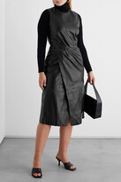 Thumbnail for your product : Iris & Ink Fréderique wrap-effect leather midi dress