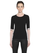 Thumbnail for your product : Burberry Cotton Jersey T-Shirt With Checked Trim