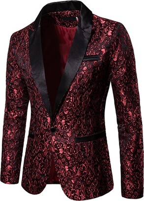 FeMereina Men's Sequin Blazer Suit Jacket One Button Fit Formal Jacket  Shiny Notch Lapel Tailcoat Swallowtail Suit Prom Wedding (White - ShopStyle