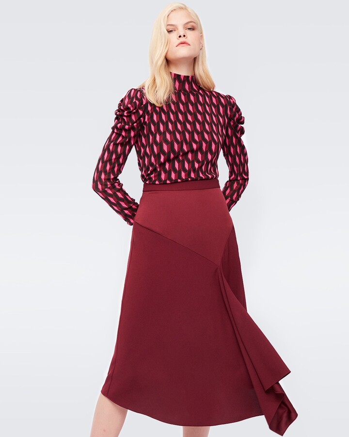 Diane von Furstenberg Analisa Ruffled Crepe Midi Skirt - ShopStyle