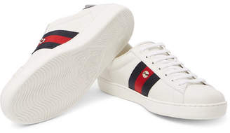 Gucci Ace Embroidered Leather Sneakers - White