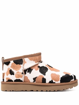 UGG Cow-Print Ankle Boots