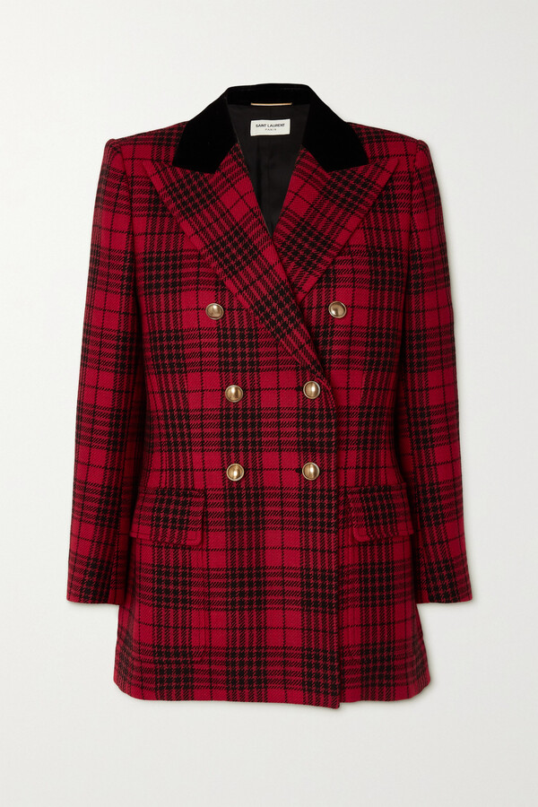 red check blazer womens