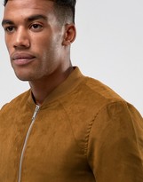 Thumbnail for your product : Pull&Bear Faux Suede Bomber In Tan