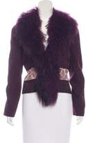 Thumbnail for your product : Karen Millen Shearling-Trimmed Wool Jacket