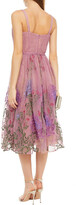 Thumbnail for your product : Marchesa Notte Embroidered Pleated Point D'esprit Midi Dress