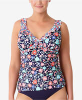 Thumbnail for your product : Anne Cole Plus Size Lazy Daisy Printed Underwire Tankini Top
