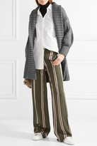Thumbnail for your product : Burberry Belted Wool And Cashmere-blend Cardigan - Anthracite