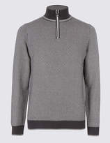 Thumbnail for your product : Blue Harbour Pure Cotton Textured Half Zipped Jumper