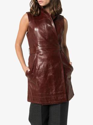 Ganni Long Belted Leather Waistcoat
