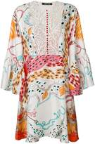 Roberto Cavalli printed and embroidered front mini dress