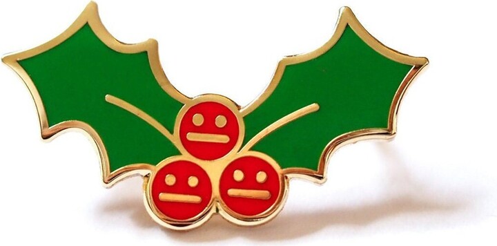 Etsy Holly Enamel Christmas Pin Badge/stocking Filler Brooch Gift For Her Secret Santa Lapel Rockcakes