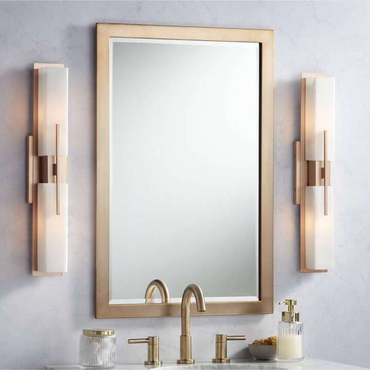 Possini Euro Design Midtown Modern Wall Lights Set of 2 Burnished Brass