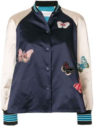 Valentino butterfly embroidered bomber jacket
