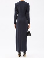 Thumbnail for your product : Norma Kamali Tie-front Stretch-jersey Maxi Dress - Dark Blue