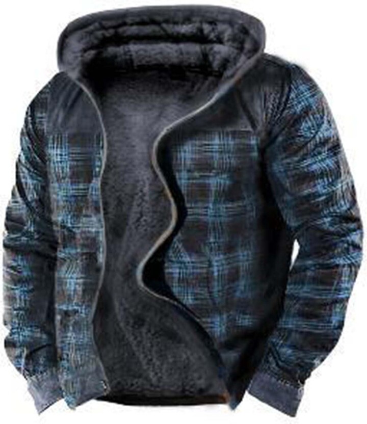 YOGALULU Down Mens Winter Coats Feather Trim Jacket Collarless Fleece