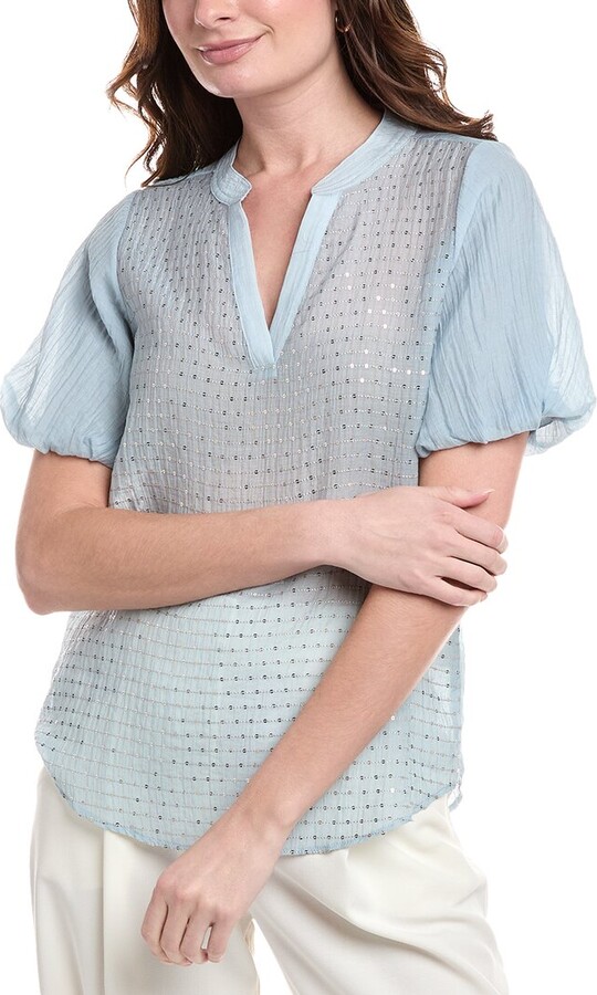 Vince Camuto Embroidered Sequin Blouse