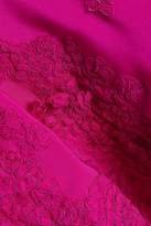 Thumbnail for your product : Marchesa Corded Lace-paneled Crepe De Chine Gown