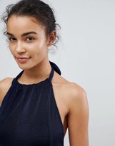 Thumbnail for your product : ASOS Design Halterneck Minimal Jumpsuit in Jersey with Wide Leg-Navy