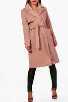 Thumbnail for your product : boohoo Petite Lacey Military Style Wool Look Trench