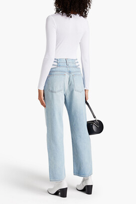 3x1 Cropped striped high-rise straight-leg jeans
