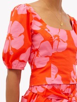 Thumbnail for your product : STAUD Papaya Hibiscus-print Cotton-blend Poplin Top - Red Print