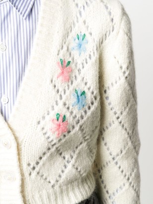 Alessandra Rich Embroidered Pointelle Knit Cardigan