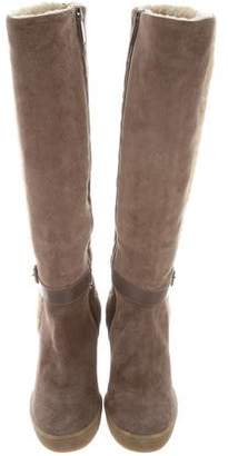 Aquatalia Quilted Suede Wedge Boots