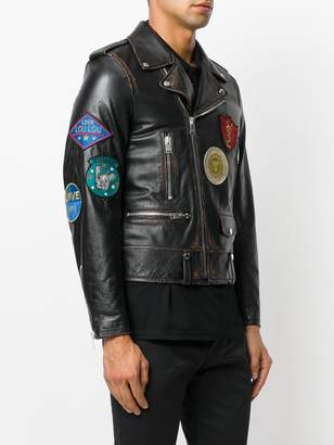 Saint Laurent classic multi-patch motorcycle jacket
