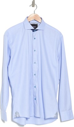 Maceoo Einstein Soft Blue Textured Contemporary Fit Button-Up Shirt