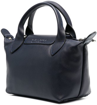 Longchamp Le Pliage Cuir - Top Handle Bag M In Navy