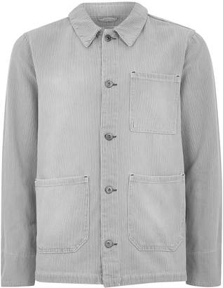Topman Grey And White Stripe Denim Chore Jacket