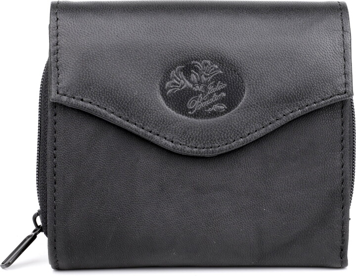 Julia Buxton Women’s Heiress Zip French Purse Leather, Black