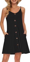 Thumbnail for your product : AUSELILY Summer Beach Dress Spaghetti Strap Beach Wear Sundress for Women Cover Ups V Neck Casual Dress with Pockets (Black