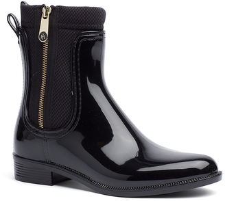 tommy hilfiger gloss ankle rain boots