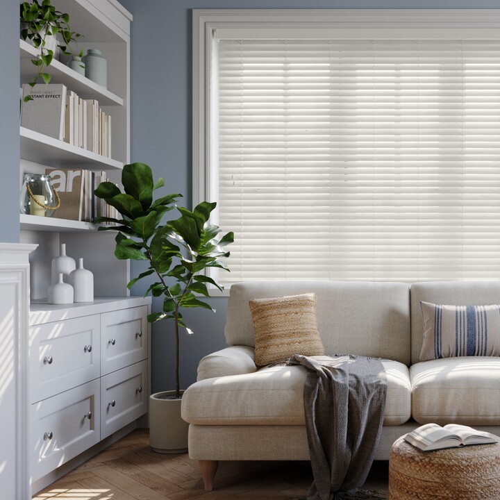 Dunelm Made To Measure 50mm Slats White Textured Blind, Size