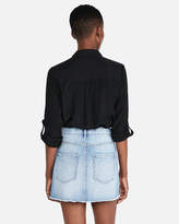 Thumbnail for your product : Express Mid Rise Embellished Straight Denim Mini Skirt