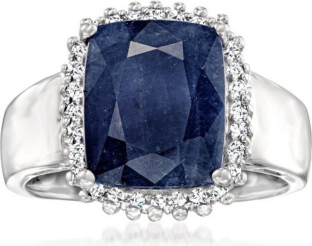 Ross-Simons Ross-Simons4.50CaratSapphireand.20ct.t.w.WhiteTopazRinginSterlingSilverSize8