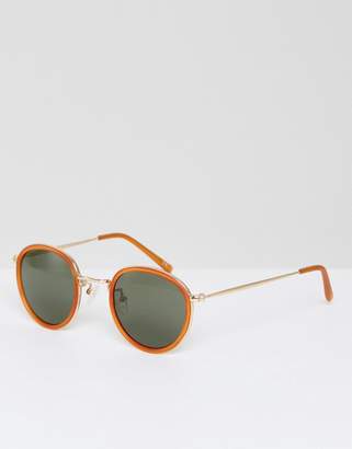 ASOS Round Sunglasses In Gold With Frosted Orange Frame
