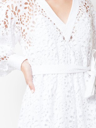 Carolina Herrera Floral Laser-Cut Midi Dress