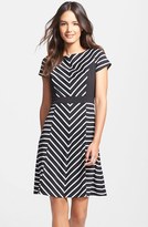 Thumbnail for your product : Ellen Tracy Stripe Ponte Fit & Flare Dress (Regular & Petite)
