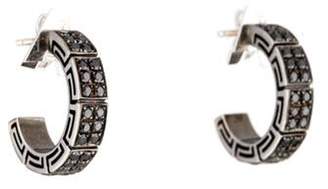 Versace 18K Black Diamond Greek Key Hoop Earrings white 18K Black Diamond Greek Key Hoop Earrings